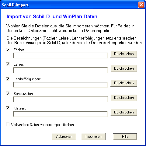 Der Dialog 'SchiLD-Import'