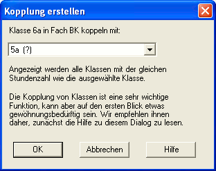 Ansicht des Dialogs 'Kopplung erstellen'