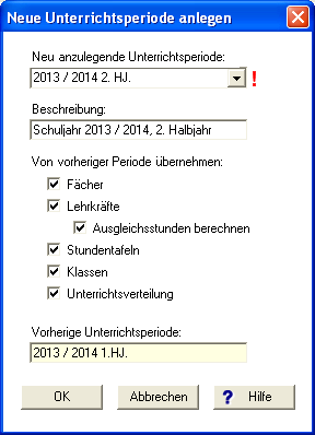 Ansicht des Dialogs 'Neues  Schuljahr anlegen'