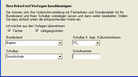 Der Dialog 'Neue Datei anlegen', zus&auml;tzliche Angaben f&uuml;r Schulen in Bayern.