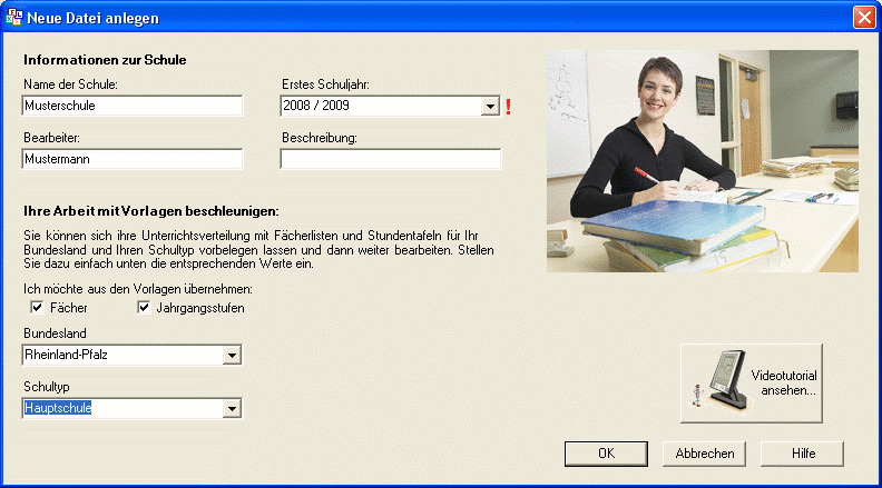 Der Dialog 'Neue Datei anlegen'