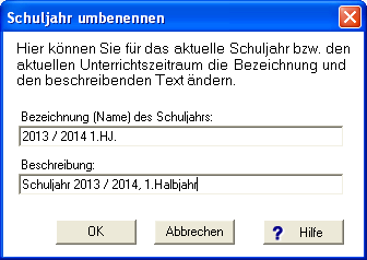 Der Dialog 'Schuljahr umbenennen'