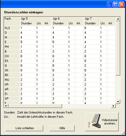 Eingabe des Unterrichtstyps f&uuml;r bayrische Schulen.