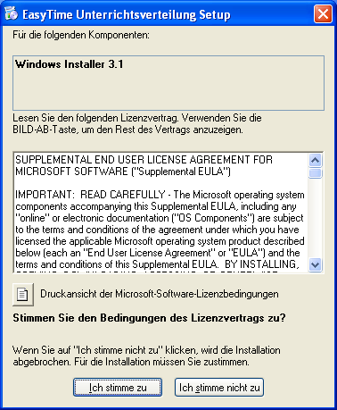 Der Startbildschirm zur Installation des Windows Installers.