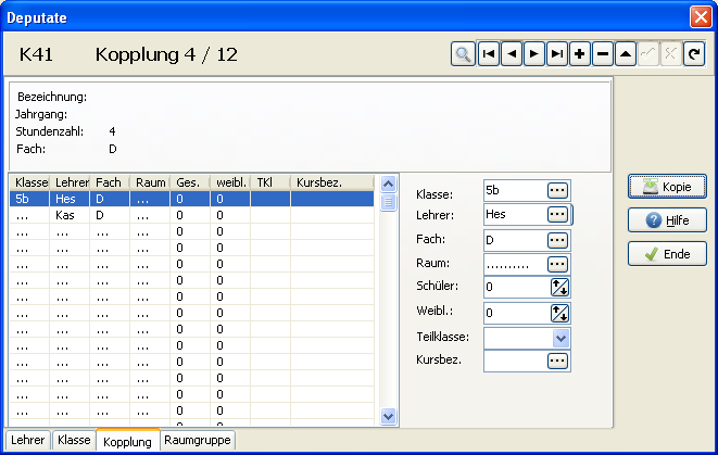 Details zu einem Lehrerkoppel in SchILDplan.