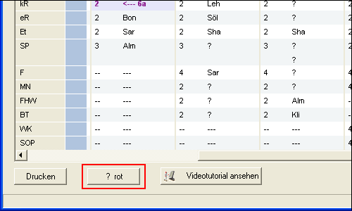Nicht zugewiesenen Unterricht rot markieren.